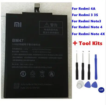 

BN30 BN41 BN43 BM46 BM47 Battery For Xiaomi Redmi Hongmi 4A 3S 3X 3 pro Note 3 4 4X MTK Helio X20 global Snapdragon 625 Bateria