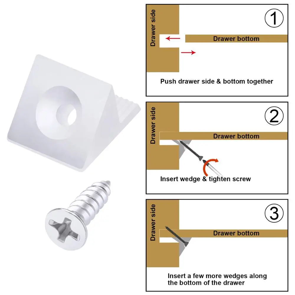 Белая мебель сундук ящик Нижняя ремонт починка Mending клинья ящик пластиковый угловой кронштейн крепеж с винтами