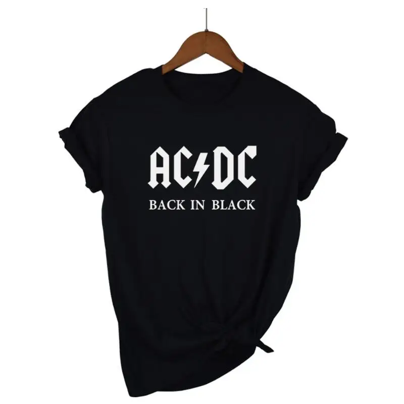 2009 AC/DC Группа Футболка в стиле рок женская одежда AC + DC письмо печатных футболка