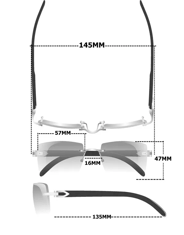 Cartier 569 Black Buffalo Horn Genuine horn Sunglasses-