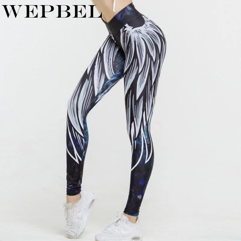 WEPBEL женские брюки с высокой талией с 3D принтом для йоги, фитнеса, бега, эластичные леггинсы, трико, брюки