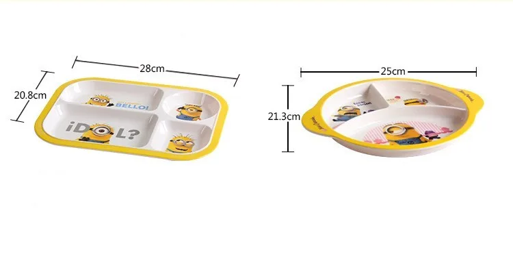 Детей лоток для столовых приборов милый мультфильм маленькие желтые люди bowl детской посуды kidsdinnerware
