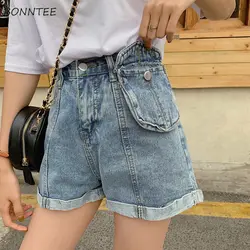 Шорты женские студенческие джинсовые короткие женские летние 2019 Ретро женские с карманами на молнии свободные высокого качества дышащие