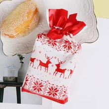 10 шт. белый красный Санта Клаус лося подарочные пакеты конфеты, печенье пакет сумки на Рождество год подарок Свадебные партии поставки