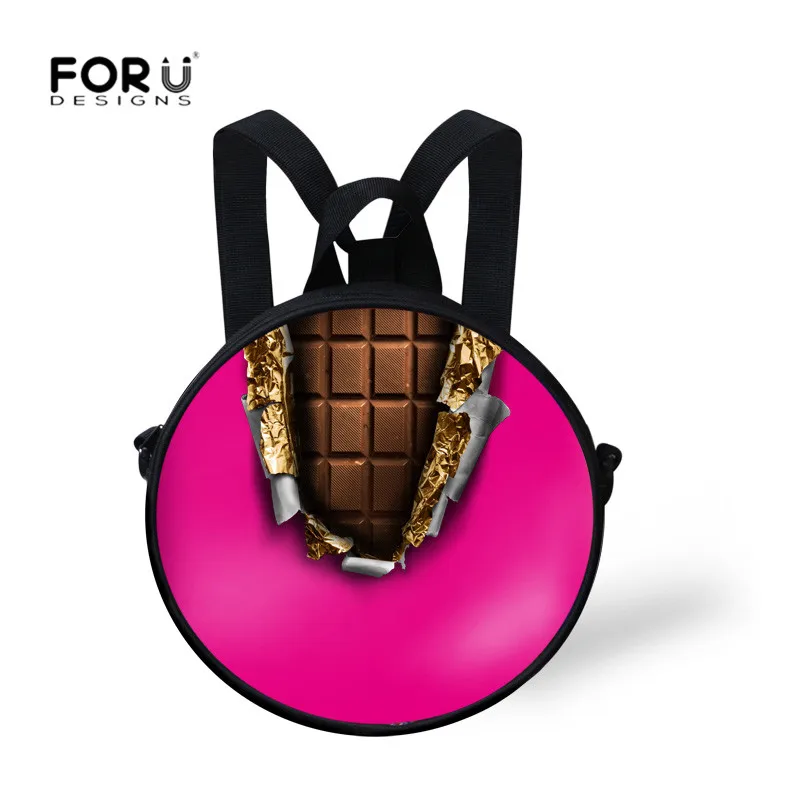 Популярные круглые школьные ранцы FORUDESIGNS с 3d рисунком шоколада и животных рюкзак