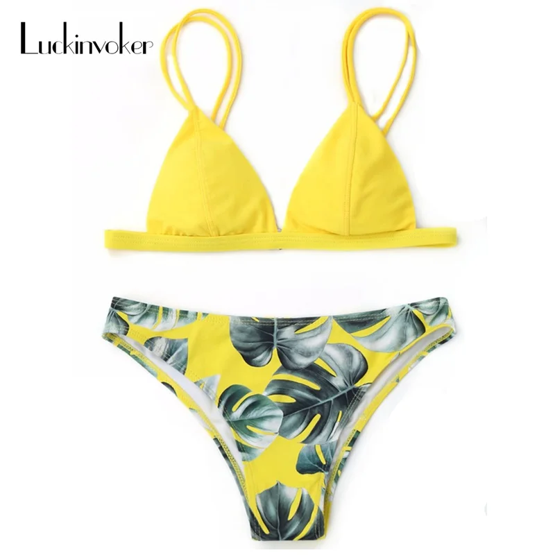

Bikini Set Push Up Swimwear S-XL Brazilian Bikinis Women Two-Piece Swimsuit Leaves Printing Biquini Plavky Maillot De Bain Femme