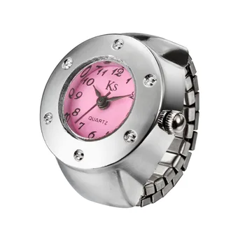 

1pcs Creative Fashion Steel Round Elastic Quartz Finger Ring Watch Lady Girl Christmas gift quartz hour clock WH328