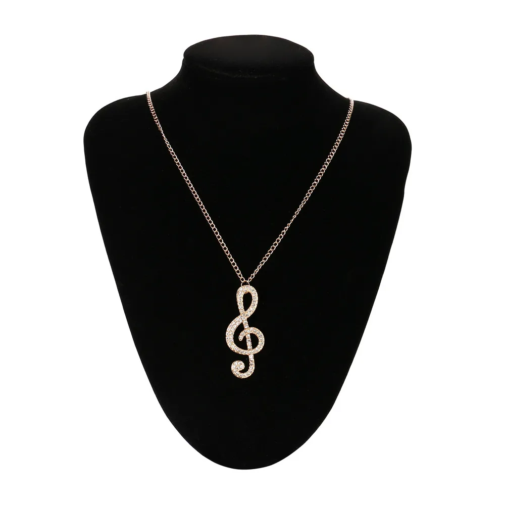 

Flawless Women Necklace Choker Crystal Music Note Pendant Chain Sweater Necklace Pendientes Ornaments Fabulous Trinket Necklaces