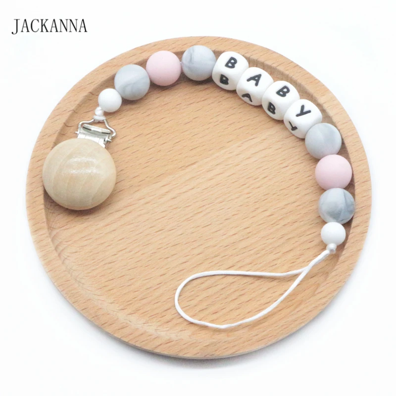 

Custom Name Handmade Silicone Pacifier Chains Safe Teething Chain Baby Teether Eco-friendly Pacifier Clips Holder Chain BPA Free