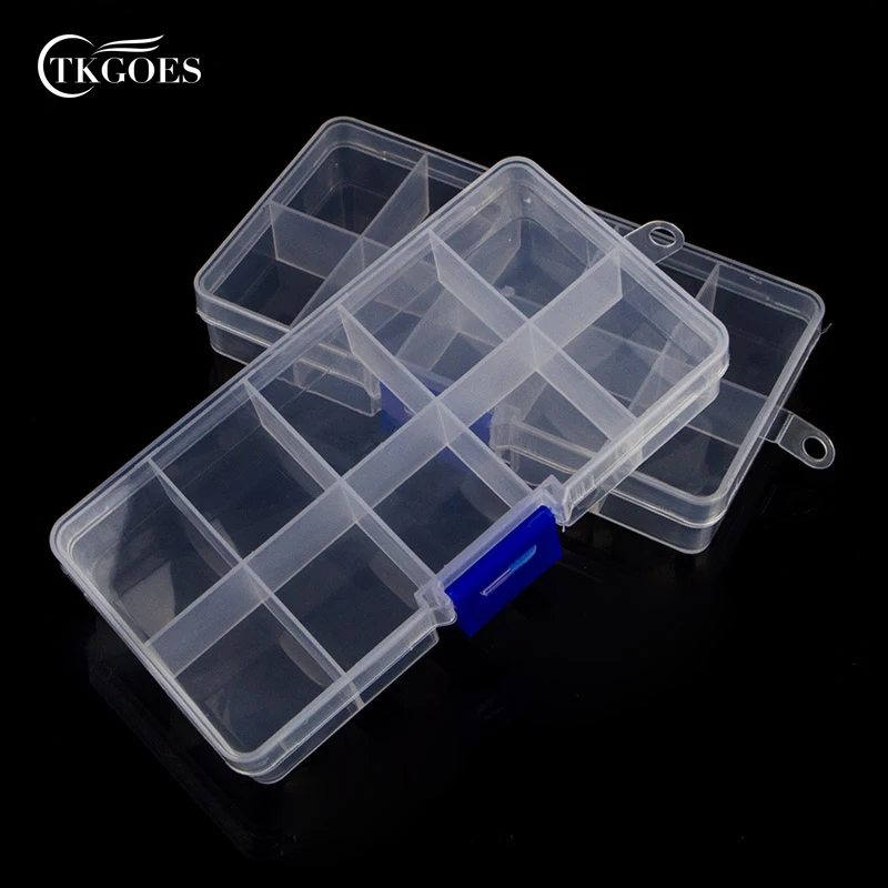 

TKGOES 2pcs/lot Transparent 10 Compartment Nail Storage Box Plastic Nail Storage Box Case Jewelry boxFalse Nails Box