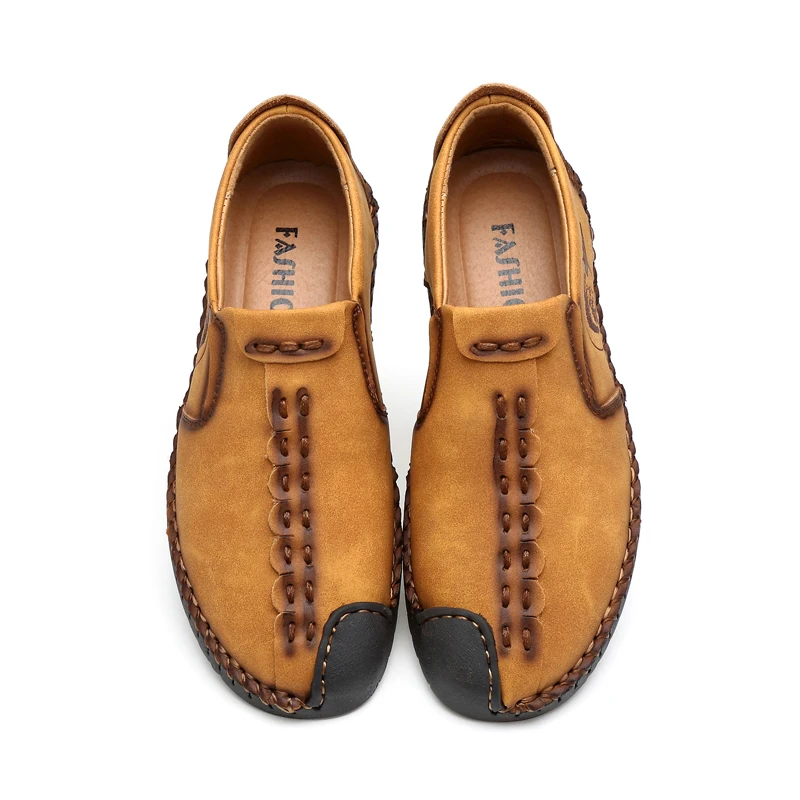 Classic Comfortable Men Casual Shoes Loafers Men Shoes Quality Split Leather Shoes Men Flats Hot Sale Moccasins Shoes Plus Size
