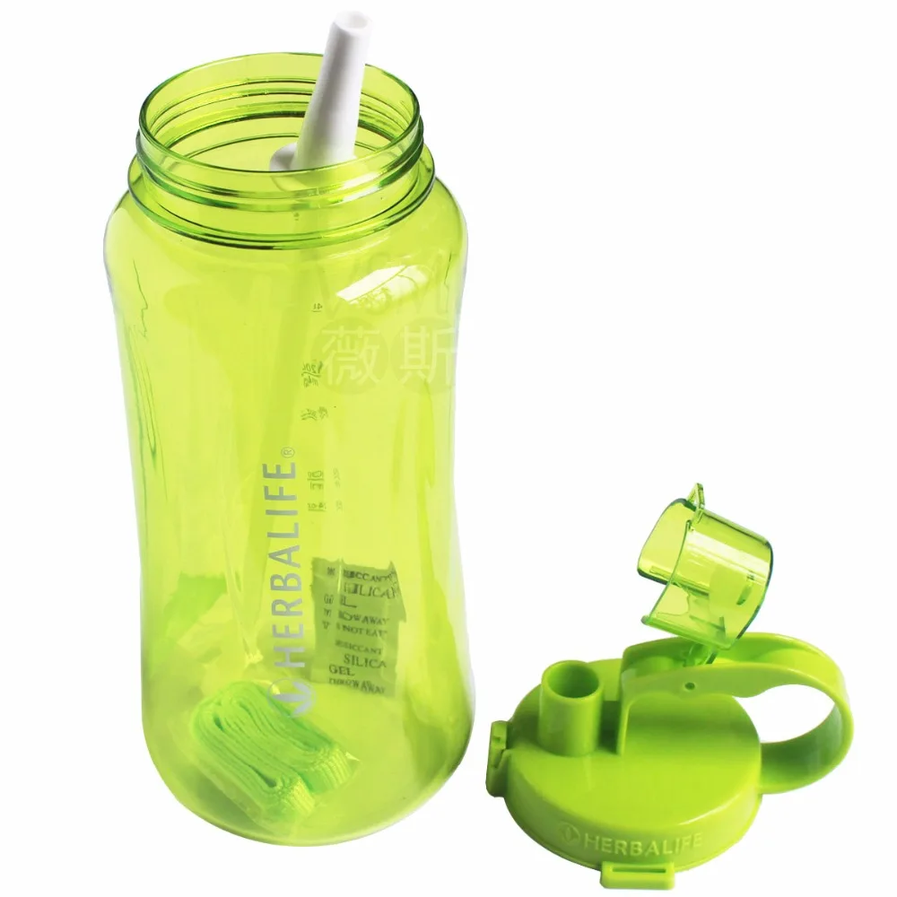 High quality 1000ml/2000ml broken-resistant Water Bottle Oversized Portable Herbalife Nutrition plastic Straw Shaker Bottle