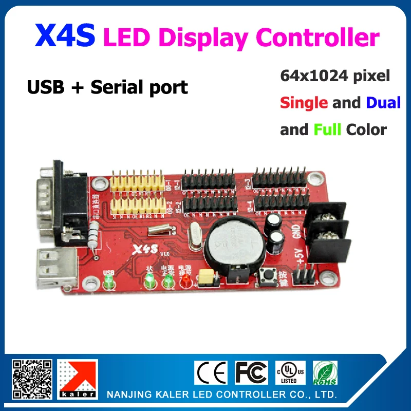 

Kaler led controller X4S easy operation 1024*64pixel led controller for led board single dual color scrolling message led board