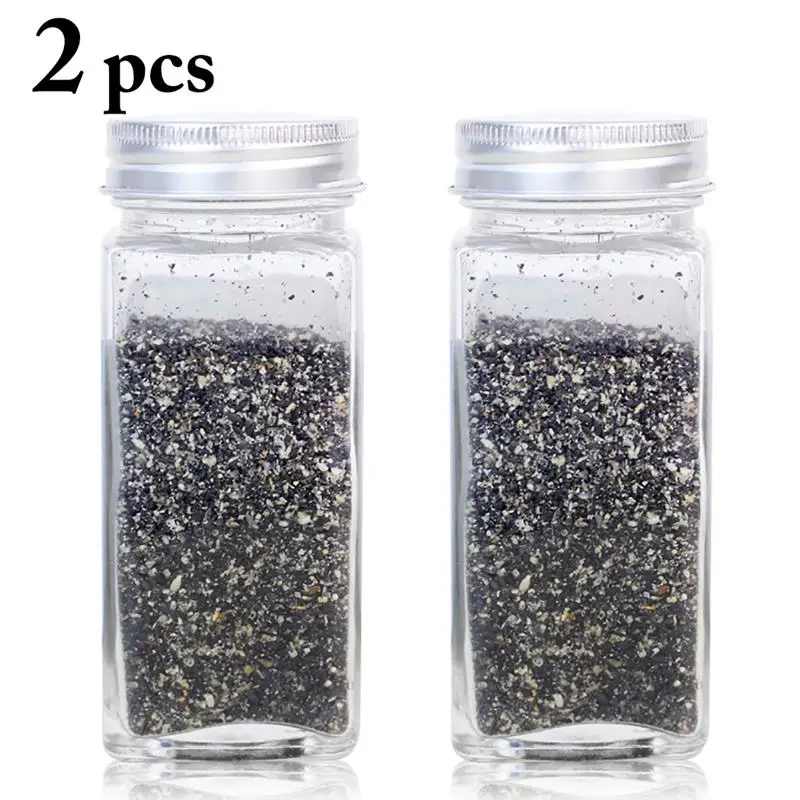 

2pcs Glass Spice Salt Pepper Shakers Seasoning Jar Can Barbecue Condiment Jar Bottles Cruet Container Seasoning Shaker