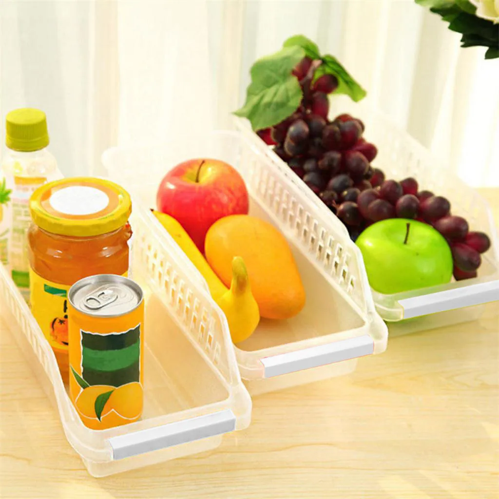 Кухонный холодильник, органайзер для хранения пространства, полочка, прозрачная полка для фруктов, овощей, кухонный стеллаж для хранения, контейнер для холодильников и ящиков
