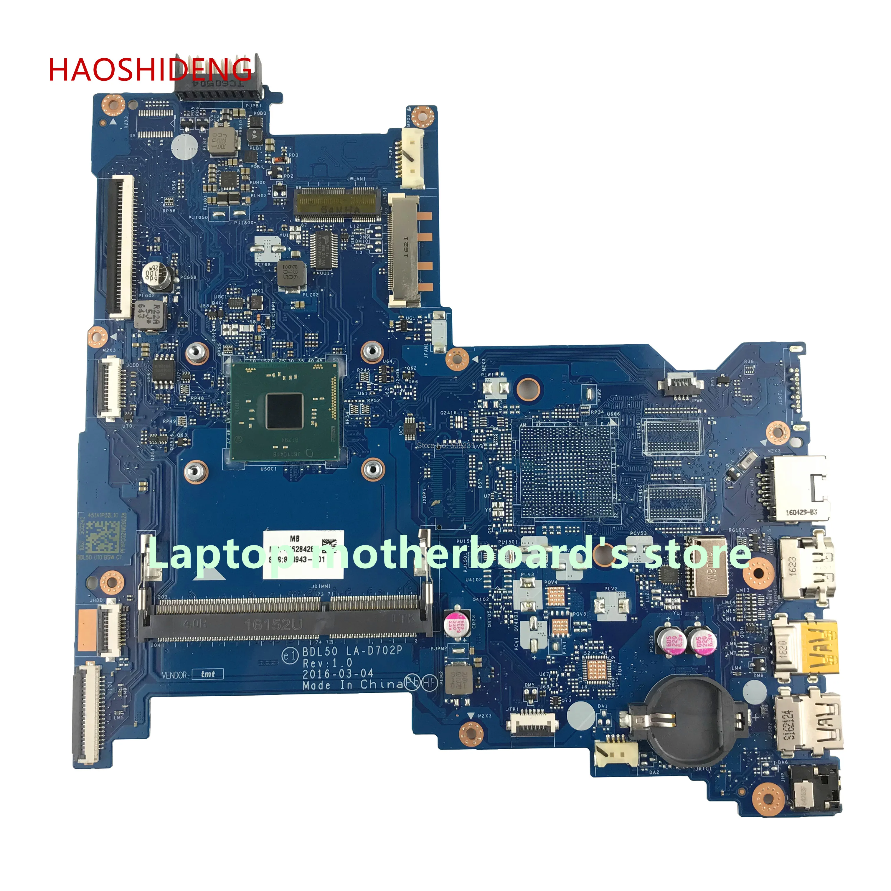 HAOSHIDENG 854943-601 854943-501 LA-D702P for HP NOTEBOOK 15-AY 15-AC 15-AY022DS laptop motherboard with N3710 fully Tested HAOSHIDENG 854943-601 854943-501 LA-D702P for HP NOTEBOOK 15-AY 15-AC 15-AY022DS laptop motherboard with N3710 fully Tested