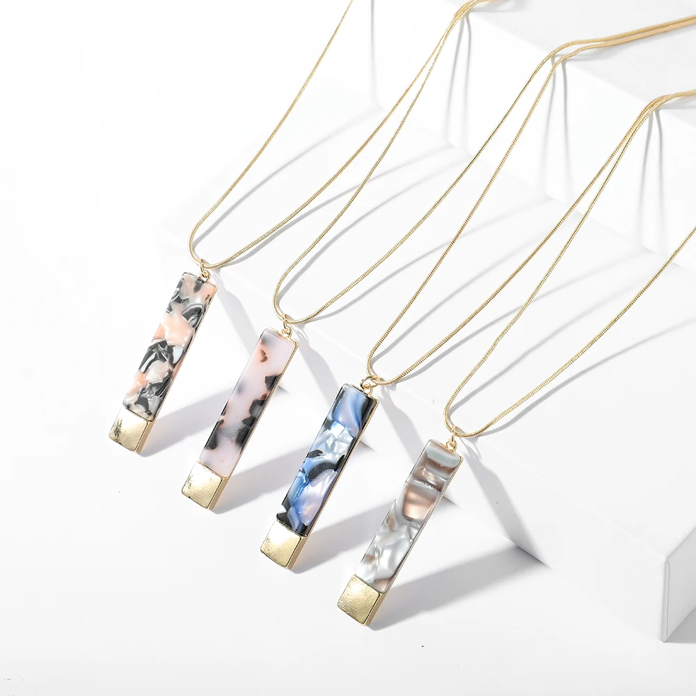 

2019 New Summer Snake Chain Abalone shell acetic acid Acrylic/Resin Pendant long necklace for Women Ins Dropshipping