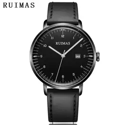RUIMAS для мужчин бизнес классические часы кварцевые Мужская мода кожа наручные часы водостойкий мужской простой Horloges Mannen