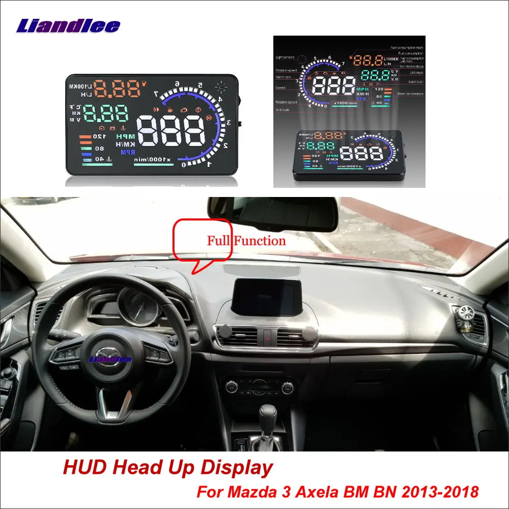 Автомобильный дисплей на лобовое стекло Liandlee HUD для Mazda 3 Axela BM BN 2013 2018 динамический