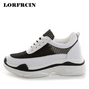 

Women's Sneakers Summer Mesh Leather Casual Shoes Fashion Basket Ladies Platform Shoes Lace Up Woman Trainers Tenis Feminino