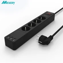 Power Strip Surge Protector 4 EU Plug Outlets Socket with USB 4 Fast Charging Ports1.8m Extension Cord for Smartphones Tablet