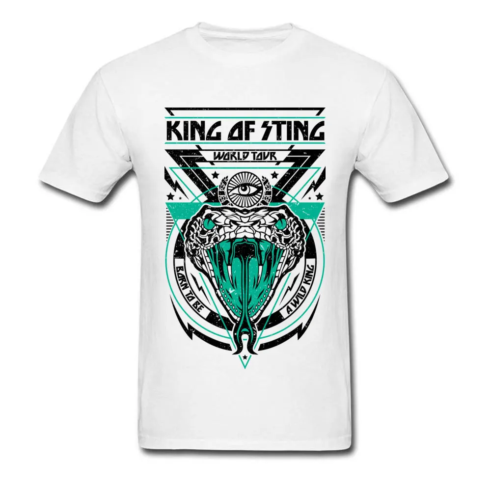 King of Sting Printed On Summer All Cotton Crew Neck Men's Tops Shirts Printed On Tee-Shirts Faddish Short Sleeve T-Shirt King of Sting white