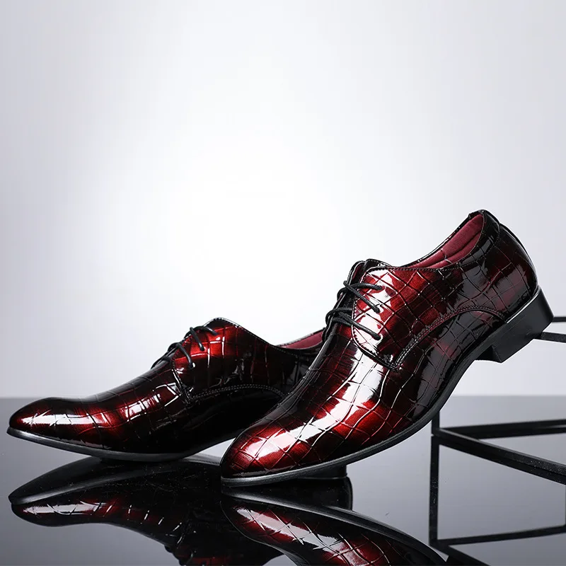 Мужская официальная обувь; мужские туфли-оксфорды из лакированной кожи с острым носком; модельные туфли в деловом стиле; свадебные туфли; большие размеры
