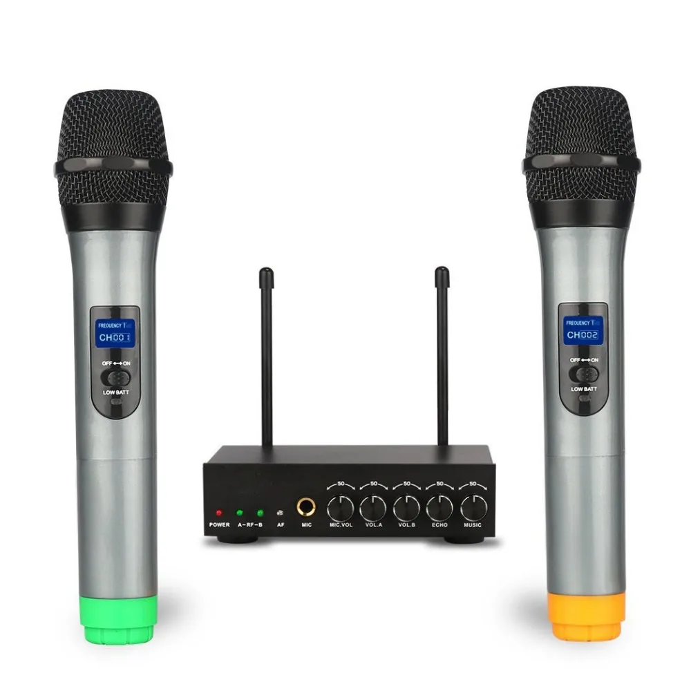 Hot Selling UHF Dual Channel Wireless Handheld Microphone Easy-to-use Karaoke System | Электроника