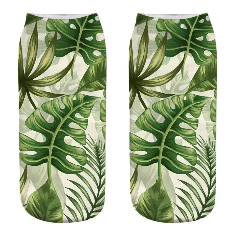 Dreamlikelin 1 пара 3D тропические растения печать женщина мужчины носки мода красочные листья цветы хлопок полиэстер лодыжки носки