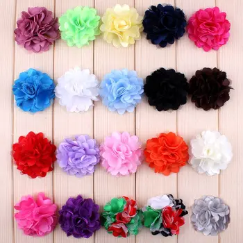 

20pcs/lot 2" 20 Colors HOT SALE Mini Chiffon Mesh Hair Flowers With Flat Back Artificial Flowers For Wedding Decoration