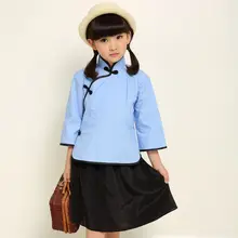 Лидер продаж Детские древней китайской костюм Детская Китайская национальная одежда из 2 предметов школьная форма для девочек традиционная китайская одежда 16