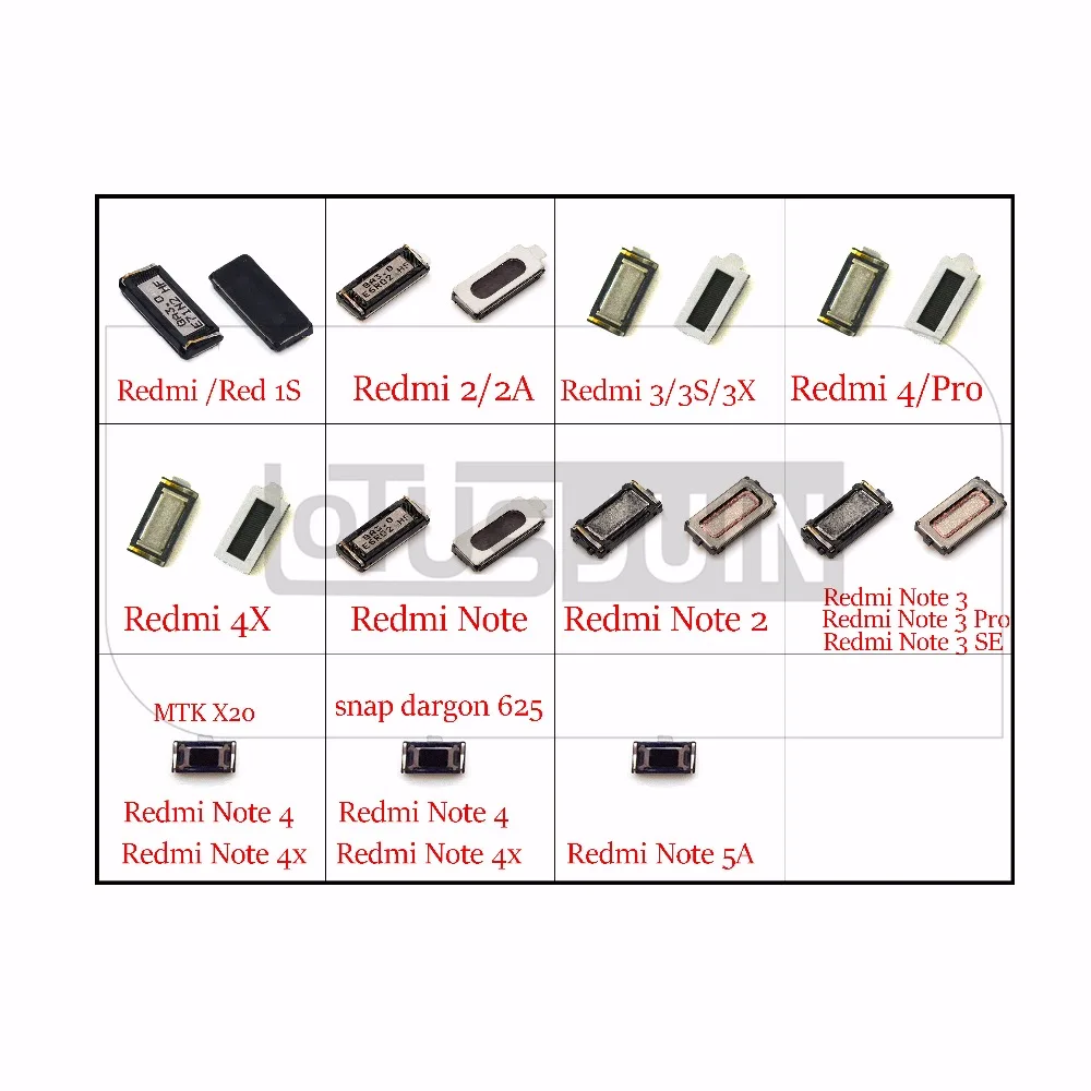 2 динамика для Xiaomi Redmi 1 1S 2A 3 3X 3S 4 Pro 4A 4X 5 5A Note pro SE prime MTK X20 snapdragon 625|ear speaker|ear earpiece