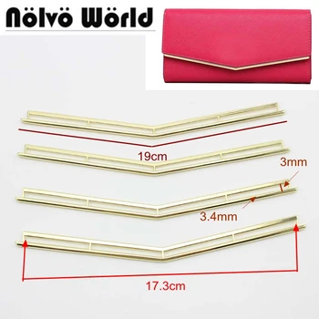 

20Pcs 19cm light gold triangle ornament metal frame for leather goods purse wallets edge sewing