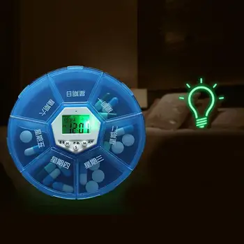 

Pill Box Portable Electronic Timing Reminder Kit Storage Box Smart Reminder Blue /Green Older Pill Box Smart LED Battery Timer