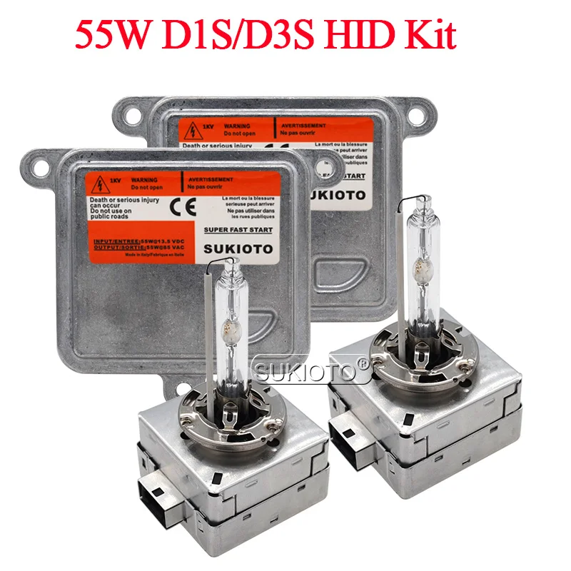 SUKIOTO Car Light Xenon D1S 55W HID Headlight Kit Xenon D3S D1S Ballast Kit 5000K 6000K D1S 4300K 8000K D3S 55W Car Headlamp Kit (2)
