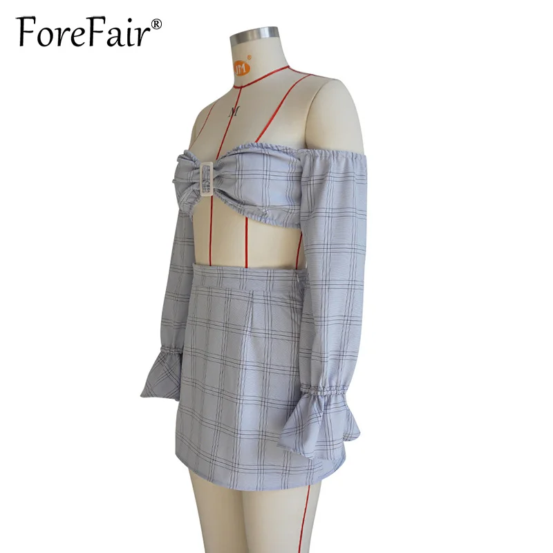 Forefair 2018 Сексуальный Топ без бретелек с длинным рукавом Женский комплект 2 шт. в
