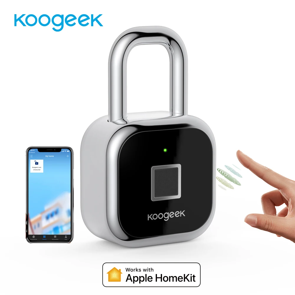

Koogeek Smart Fingerprint Lock Keyless Rechargeable Smart Lock For Apple HomeKit Anti-Theft Security Padlock Door Luggage Lock