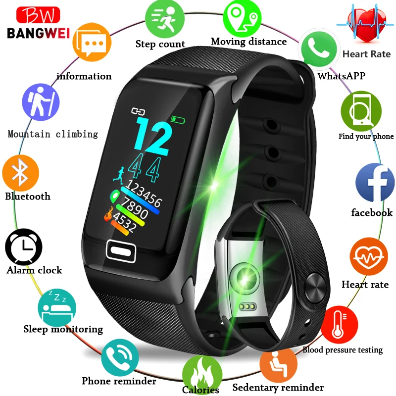 

LIGE Fitness Smart Wristband Men Women IP67 Waterproof Watch Heart Rate Monitor Pedometer Smart Sport Bracelet For Android ios