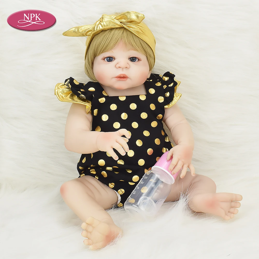 

NPK Full Silicone Reborn Baby Girl Dolls 55CM Fashion Newborn Princess Girls Lifelike Dolls Bathe Toy Bebe Realistic Babies DOll