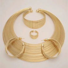 La venta del nuevo 2015 Q & P Series envío gratis 18 K chapado en oro de big conjunto de la boda africana sistemas de la joyería para el partido