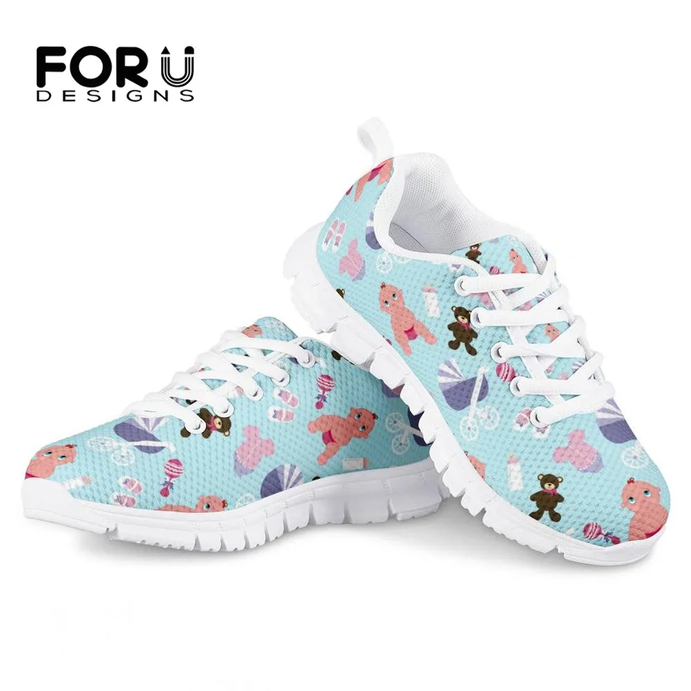 

FORUDESIGNS Baby Boys with Nursing Bottle Pattern Women Shoes Flats Sneakers Comfort Breathable Mesh Light Ladies Shoes Woman