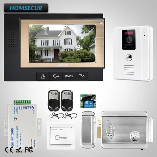 

HOMSECUR 7" Wired Video Door Entry Phone Call System Electric Lock+Keys Included : TC011-W + TM702-B