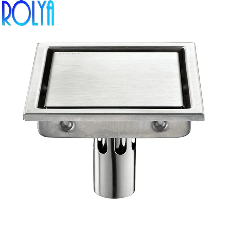 

ROLYA Invisible Square Style Floor Waste Bathroom Shower Drain 304 Stainless Steel