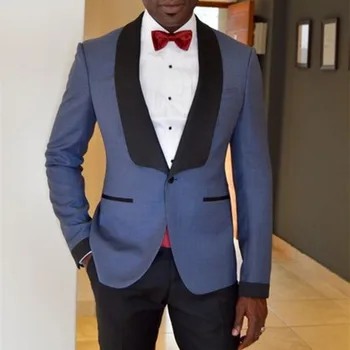 Cena Czarny Satynowy Szal Lapel Szary Mężczyźni Garnitur Formalne Groom ślub Na Imprezę Bal Garnitury Niestandardowe Mężczyźni Smokingi 2 Sztuk Vestidos (kurtka + Spodnie)
