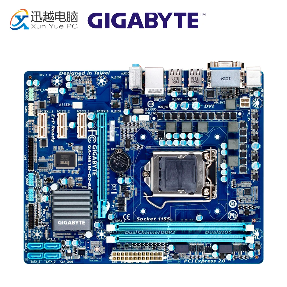 

Gigabyte GA-H61M-D2-B3 Desktop Motherboard H61M-D2-B3 H61 LGA 1155 i3 i5 i7 DDR3 16G Micro-ATX
