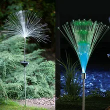 2 шт. наружное оптоволокно Газон лампа Новинка Солнечный Цвет Изменение светодиодный ночник домашний сад декоративный свет