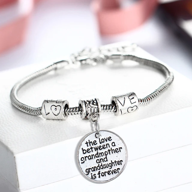 The Love Between Grandmother And Granddaughter Is Forever Charm The Love Between Grandmother And Granddaughter Is Forever Charm Bracelet For Women Gifts Grandma Bracelets
