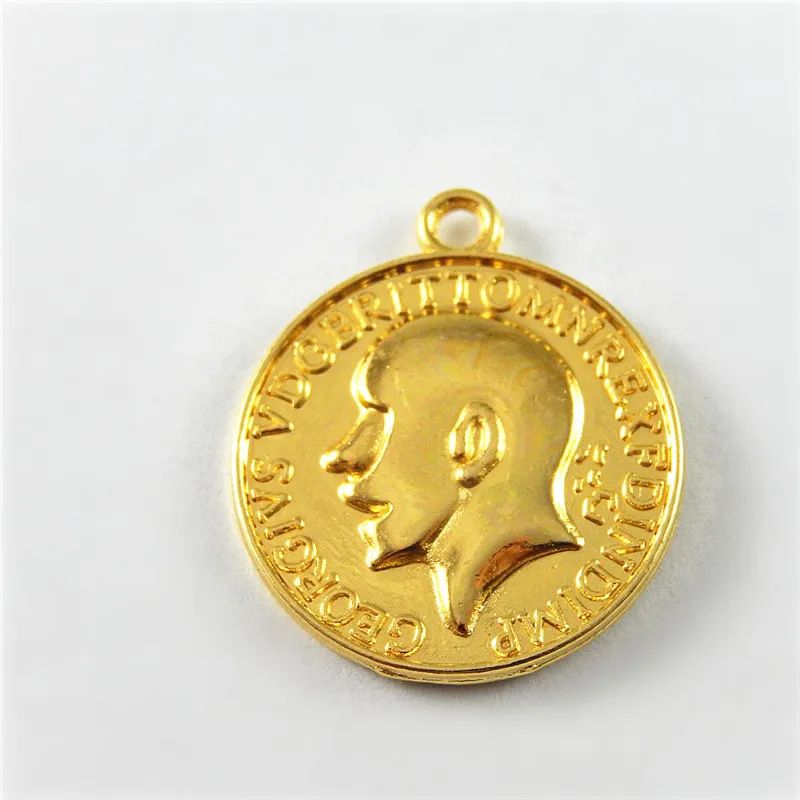 

10PCS Gold Single Hanging Pendant Double Face Round Money Coins Charms Jewelry Finding Handmade Crafts Necklace Accessory