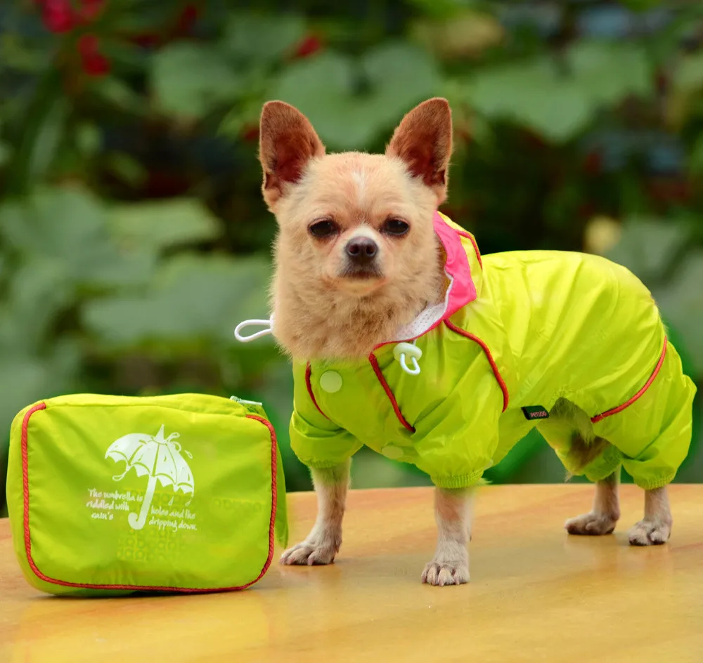 

Small Pet Dog Hoody Jacket Rain Coat Waterproof Clothes Slicker Jumpsuit Apparel dog clothes for small dogs raincoats girl boy