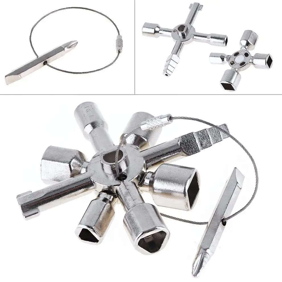 

Multifunction Electrician Plumber Cross Switch Wrench Universal Square Triangle Key Wrench for Gas Train Bleed Radiator
